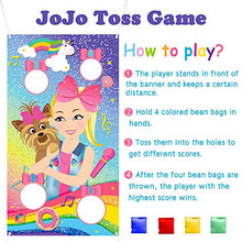 Load image into Gallery viewer, PANTIDE JoJo Toss Games with 4 Bean Bags, JoJo Indoor Outdoor Party Games, JoJo Themed Birthday Party Decoration Supplies, Great Throwing Games Large Banner for Kids and Adults

