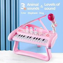 Load image into Gallery viewer, Girls First Birthday Gift Pink Piano Toy for 2 3 Year Old Toddler, Kids Musical Keyboard Instrument with Microphone, Baby Education Present
