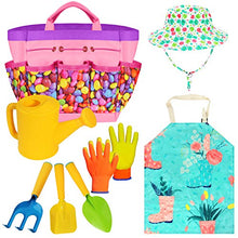 Load image into Gallery viewer, Gardening Tools Toy Set for Girls Boys with Beatiful Storage Bag, Watering Can, Gardening Gloves, Shovels, rake, Apron, Sun Hat kit for Children Kids Outdoor Play and Dress up Clothes Role Play
