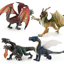 Load image into Gallery viewer, Realistic Dragon Model Plastic Flying Dragon Figurines Gifts for Collection. Realistic Hand Painted Toy Figurine for Ages 3 and Up (Three-Headed Dragon)
