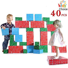 Load image into Gallery viewer, WishaLife Cardboard Blocks,40pcs Building Blocks Extra-Thick Jumbo Stackable Bricks in 3 Size for Toddlers Kids
