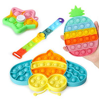 KLOMIER Pop Bubble Fidget Sensory Toy, Silicone Stress Reliever Toy Sets , 4 Pack Anti-Anxiety Squeeze Toys for Kids and Adults(Bracelet+Fidget Spinner+Bee Puzzles+Pineapple)