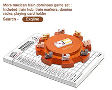 Load image into Gallery viewer, Exqline Mexican Train Dominoes Accessories - with 6.5&quot; Mexican Train Hub Centerpiece, 8 Metal Mexican Train Markers and 70-Sheets Mexican Train Score Pads Great Mexican Train Dominoes Set.
