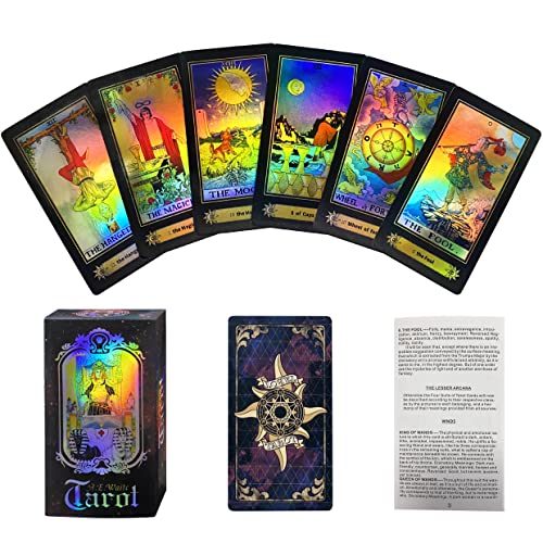 Tarot Cards Set -78Pcs Fate Forecasting Cards Game Set Vintage Card Rider Tarot Future Telling Game Cards Set with Colorful Box for Beginner Board Game (English Edition)