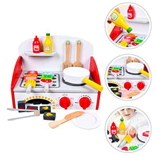 Load image into Gallery viewer, IMIKEYA Grill Kitchen 2 in 1 Wooden Children Toy Imitation Kitchen Toy (Red)
