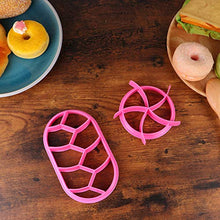 Load image into Gallery viewer, Hemoton 2 Pcs DIY Bread Press Mold Baking Supplies Plastic Pastry Cutters Baking Supplies for Home Shop Bakery (Pink, Round and Oval Style)
