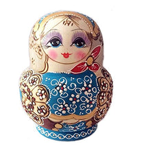 Load image into Gallery viewer, QIFFIY Russian Doll Russian Nesting Dolls Matryoshka Wood Stacking Nested Set 10 Pcs Handmade Toys for Kids Birthday Gift Home Decoration Matryoshka
