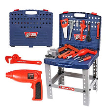 Load image into Gallery viewer, Liberty Imports Toy Tool Workbench for Kids Pretend Play - Construction Workshop Toolbench STEM Building Toys with Realistic Tools and Electric Drill
