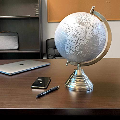 Unknown1 Nautical Desktop Globe One Size Grey Coastal Acrylic Metal Chrome Finish