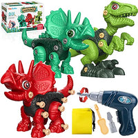 EduCuties Dinosaur Toys for Kids, 3 Pack Take Apart Toys for Boys Girls Age 3-5 4-8, Construction Building Educational STEM Sets with Electric Drill for 3 4 5 6 7 8 Year Old Birthday Gifts