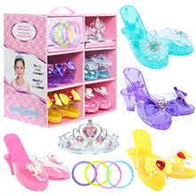 Load image into Gallery viewer, Toiijoy Girls Princess Dress up Shoes Role Play Collection Set with Princess Tiara and Bracelets for Little Girls
