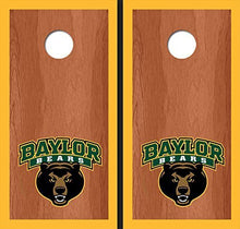 Load image into Gallery viewer, Baylor University Bear Head Yellow Rosewood Matching Border Borders Cornhole Boards
