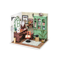 Hands Craft DIY Miniature Dollhouse Kit  Jimmy's Studio 3D Model Wooden Furniture Tiny House Building with LED Lights Wood Pre Cut Pieces 1:24 Scale Puzzle for Teens and Adults DGM07