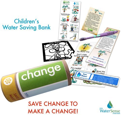 Children's Fun Water Bank Saving Eco-kit| Change | Bank on Savings! Water Conservation Ideas.