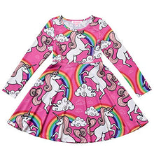 Load image into Gallery viewer, Long Sleeve Unicorn Dresses for Girls Matching 18-inch Dolls American Girls Clothes,Size 10 11
