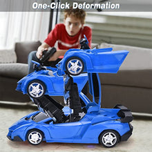 Load image into Gallery viewer, Remote Control Car, VillaCool RC Transformer Cars Toy for Age 3 4 5 6 7 8 8 - 14 Years Old for Kids, 360 Rotating Deformation with LED Light, Transform Robot RC Car, Boys Girls New Year&#39;s Gift (Blue)
