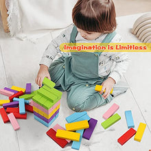Load image into Gallery viewer, Gentle Monster Wooden Stacking Board Games, 54 Pcs Tumbling Tower Blocks Game for Kids and Families, Wood Balancing Blocks Montessori Toys, Colored Building Blocks for Party with Storage Bag
