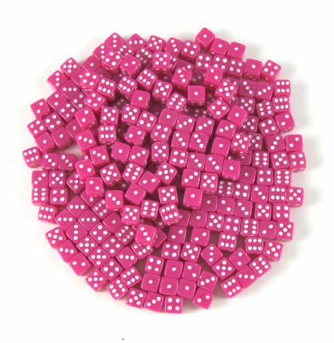 Koplow Games Pink Opaque Dice with White Pips D6 5mm (13/64in) Pack of 250