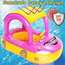 Load image into Gallery viewer, iGeeKid Baby Inflatable Pool Float with Canopy, Car Shaped Babies Swim Float Boat with Sunshade Safty Seat for Toddler Infant Swim Ring Pool Spring Floaties Summer Beach Outdoor Play (Pink)
