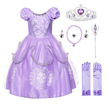 Load image into Gallery viewer, Ohlover Girls Princess Tulle Halloween Cosplay Fancy Dress (6 Years, Lilac with Accessories)
