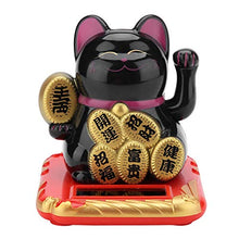 Load image into Gallery viewer, 2.482.832.76in Fortune Cat, Golden/Black/White Solar Lucky Cat, Solar Energy Home for Kitchen Stores Coffee Shop Bar Restaurant(Black)

