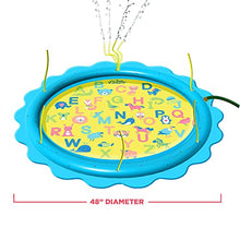 Load image into Gallery viewer, SunSmart Learn &#39;N Play Sprinkler Splash Mat - Helps Kids Learn Letters, Colors and Writing - Inflatable Splash Mat with 24 Adjustable Spray Zones and Water Wiggle Tubes
