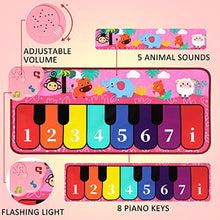 Load image into Gallery viewer, TWFRIC Kids Piano Mat 31.5&quot;x13.8&quot; Piano Keyboard Play Mat with 5 Animal Sounds Electronic Musical Mat Musical Instruments Early Educational Toys Gift for Toddlers Girls Boys (Pink)
