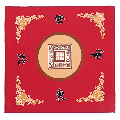 Jigitz Red Game Mat with Case - Classic Chinese Mahjong Table Mat - 30.8 x 30.8in Felt Table Cover Mahjong Mat