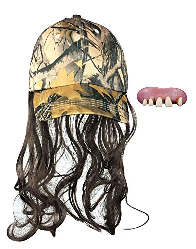All In One Redneck Kit - Billy Ray Camo Hat with Mullet and Handmade Redneck Teeth
