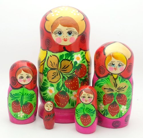 Traditional Semyonovo Authentic Nesting Doll Hand Painted 5 Piece Set Made in Russia / 6