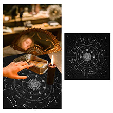 Load image into Gallery viewer, Kisangel Altar Tarot Cloth Astrology Tarot Divination Cards Table Cloth Tapestry 12 Constellations Pentacle Tablecloth Washable Black
