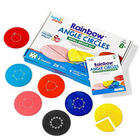 hand2mind Plastic Rainbow Angle Circles for Kids, Angle Circle Classroom Set, 7 Different Angles and Degrees, Math Manipulatives, Montessori Math, Homeschool Supplies (Set of 24)