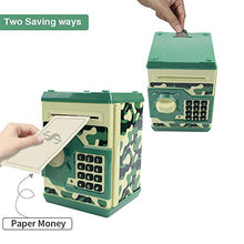 Load image into Gallery viewer, Sikaye Piggy Banks Best Gift for Kids Children Electronic Code Lock Money Banks with Password Mini ATM Money Save for Paper Money and Coins, Great for Boys &amp; Girls (Camouflage Green)
