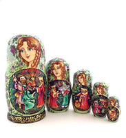 Unique Russian Nesting Dolls Fairytale The Golden Cockerel Hand Carved Hand Painted 5 Piece Set 7
