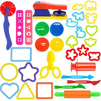 Oun Nana Playdough Tools Set for Kids,32 PCS Play Dough Tools Kit - Molds, Rollers, Extruder, Cutter, Scissor, Random Color