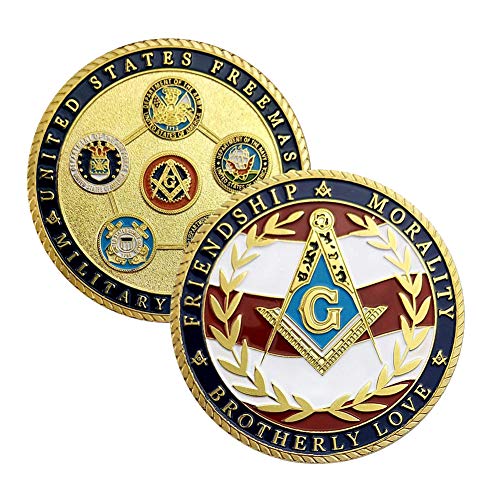 US Masonic Veteran Challenge Coin Military Family Collectibles-Army Navy Air Force Marine Corps Coast Guard