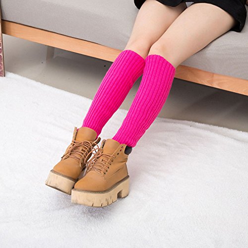 GUAngqi Autumn and Winter Ladies Leggings Knee Socks Leg Warmer Boot Socks Cover,Rose Red