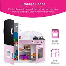 Load image into Gallery viewer, Best Choice Products Wooden Pretend Play Kitchen Toy Set for Kids w/ Chalkboard, Marble Backdrop, Realistic Design, Sounds, 7 Accessories Included - Pink
