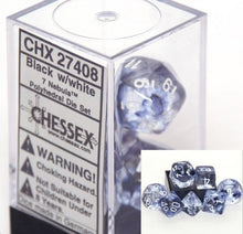Load image into Gallery viewer, Chessex Nebula Black 7 piece dice set CHX-27408
