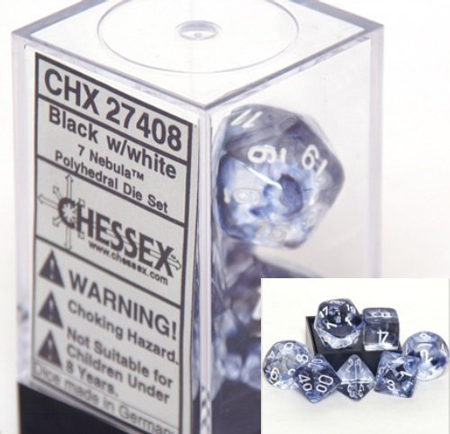 Chessex Nebula Black 7 piece dice set CHX-27408