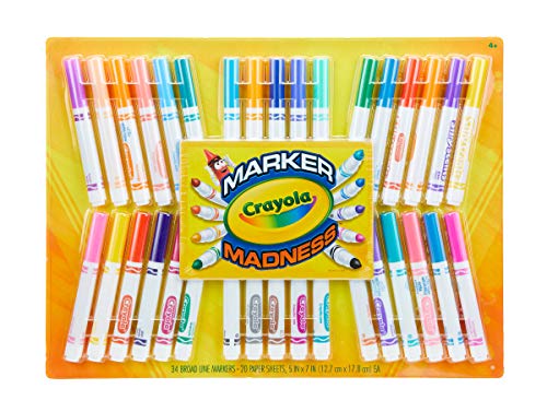 Crayola Marker Madness, 34 Broad Line Markers, Scented & Neon, Art