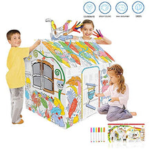 Load image into Gallery viewer, JW-MZPT Cardboard Playhouse for Kids to Color, Outdoor Indoor DIY Painting Gift for Children Kid&#39;s Foldable Premium Corrugated Cardboard Playhouse
