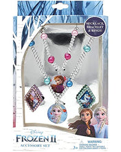 Load image into Gallery viewer, Frozen 2 Girls 4 Piece Costume Toy Jewelry Box Set with Silver Rings, Bead Bracelet and Necklace
