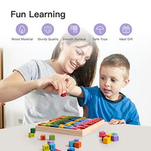 Load image into Gallery viewer, ROBUD Wooden Multiplication &amp; Math Table Board Game, Kids Montessori Preschool Learning Toys Gift for Toddlers Aged 3 Years Old and Up - 100 Counting Wooden Building Blocks
