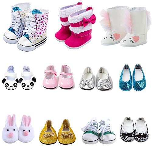 WHYS FXSN 9 Pairs Doll Shoes Fits 18-Inch American Doll Accessories 100% Get 3 Pairs Doll Boots
