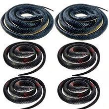Load image into Gallery viewer, fluffy 6 Pieces Large Rubber Snakes 52 Inches and 31 Inches Realistic Fake Snakes Black Mamba Snake Toys for Garden Props to Keep Birds Away, Pranks, Halloween Decoration
