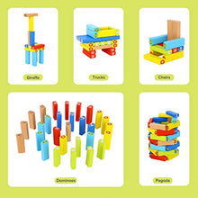 Load image into Gallery viewer, TOOKYLAND 54 PCS Colorful Wooden Blocks Stacking Board Game for Kids 4-8, Tumble Tower Game with 24 Animal Cards, 2 Dice, 2 Hammers
