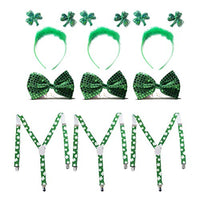 Amosfun 9pcs St. Patrick's Day Suspenders Hair Hoop Party Tie Fashion Party Supplies (2.5cm Suspender) for St. Patrick's Party Supplies