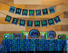 Load image into Gallery viewer, MY GRECA Video Game Party Supplies - 16 Guests - Gamer Boy Birthday Party Decorations - Plates, Cups, Napkins, Happy Birthday Banner, Table Cover, Utensil Sets - Controller Gaming Themed Party
