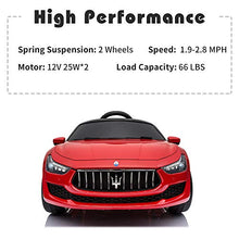 Load image into Gallery viewer, TOBBI Kids Ride On Car Maserati 12V Rechargeable Toy Vehicle w/ MP3 Remote Control Red

